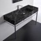 Modern Console Sink, Black Marble Style Sink, 48